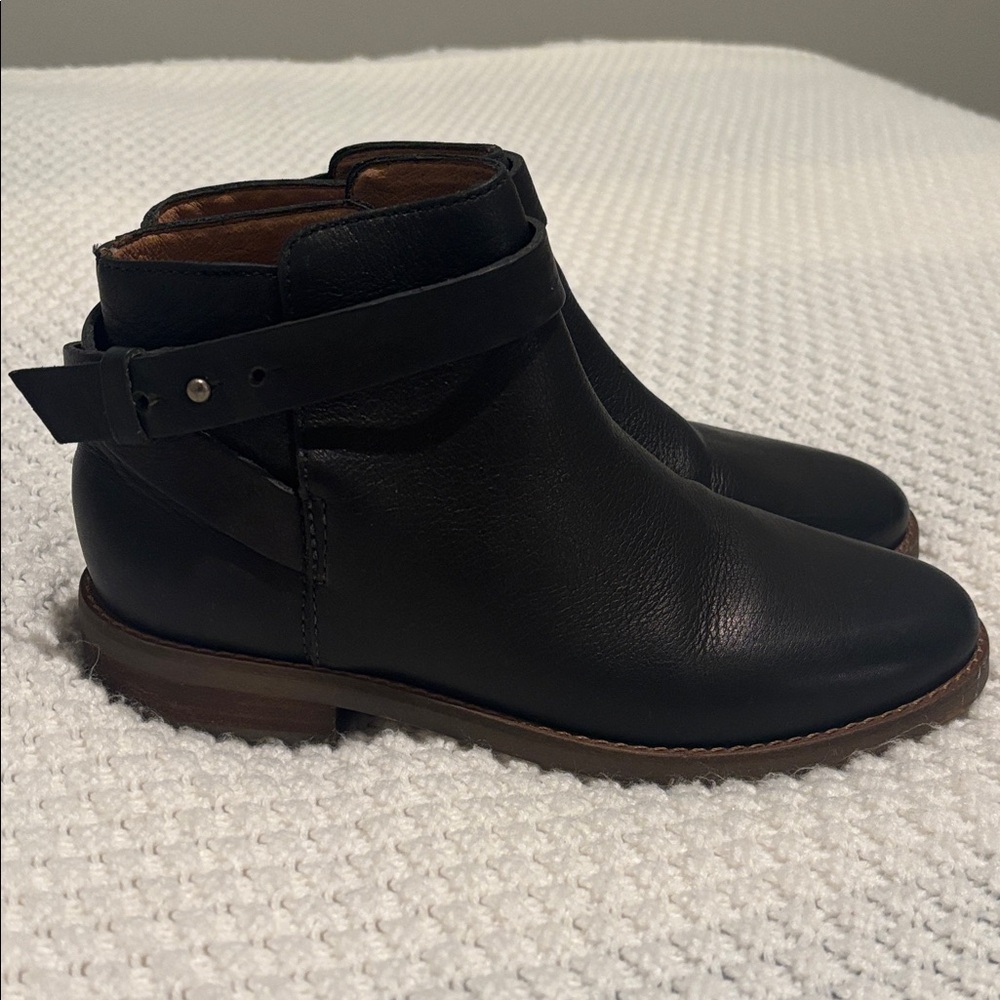 Madewell Black Ankle Boots with Brown Sole